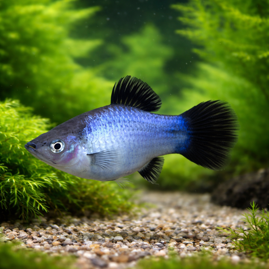 6 Neon Blue Wag Platy