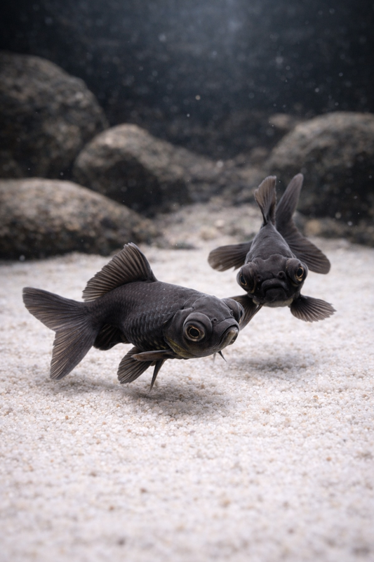 2 Black Butterfly Tail Goldfish - 3"