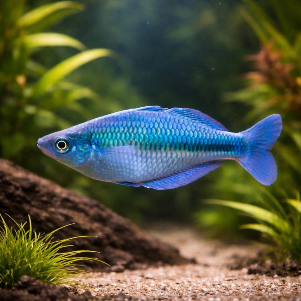 4 Turquoise Blue Rainbow Fish Size S