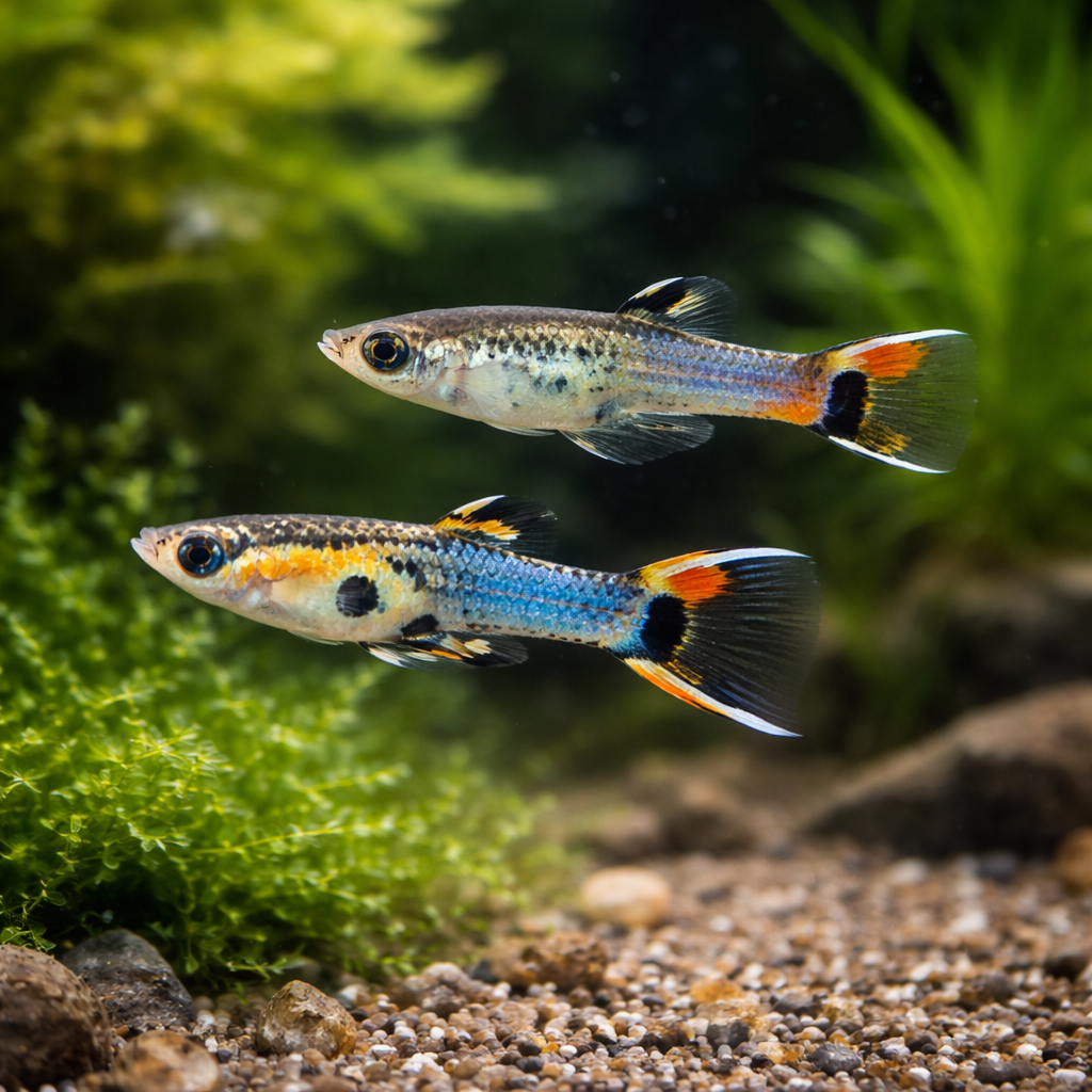 4 Blue Snakeskin Endler Pair