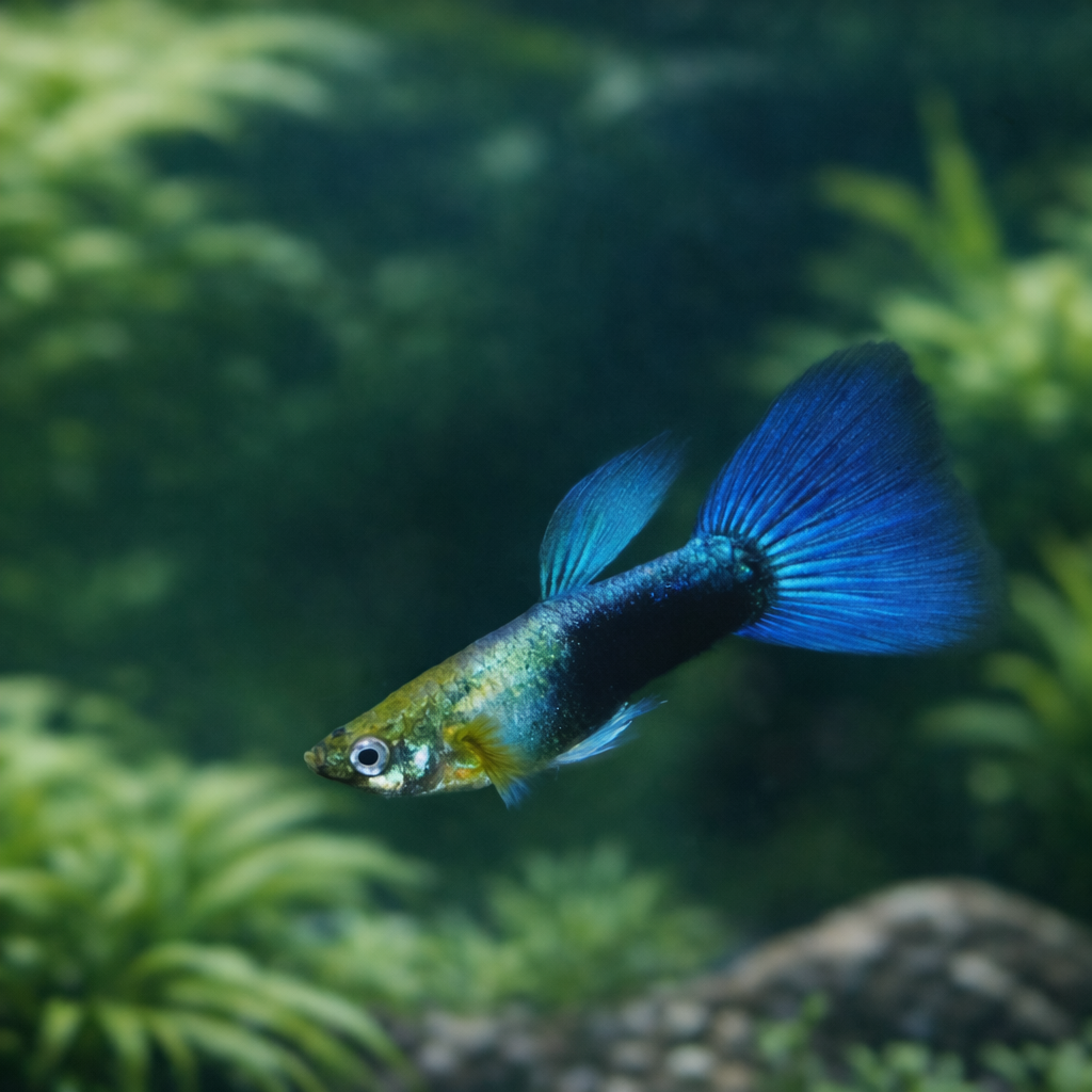 8 Neon Blue Metallic Guppy Males