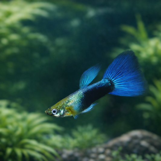 8 Neon Blue Metallic Guppy Males