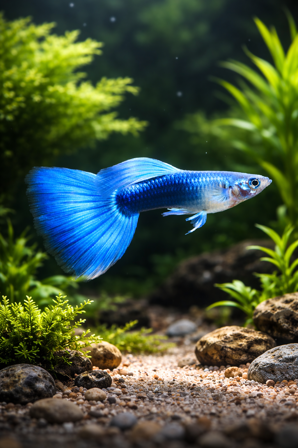 8 Neon Blue Metallic Guppy Males